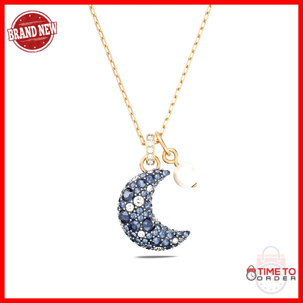 Crystal Crescent Moon Pendant Necklace Elegant Minimal Chic Evening Wear